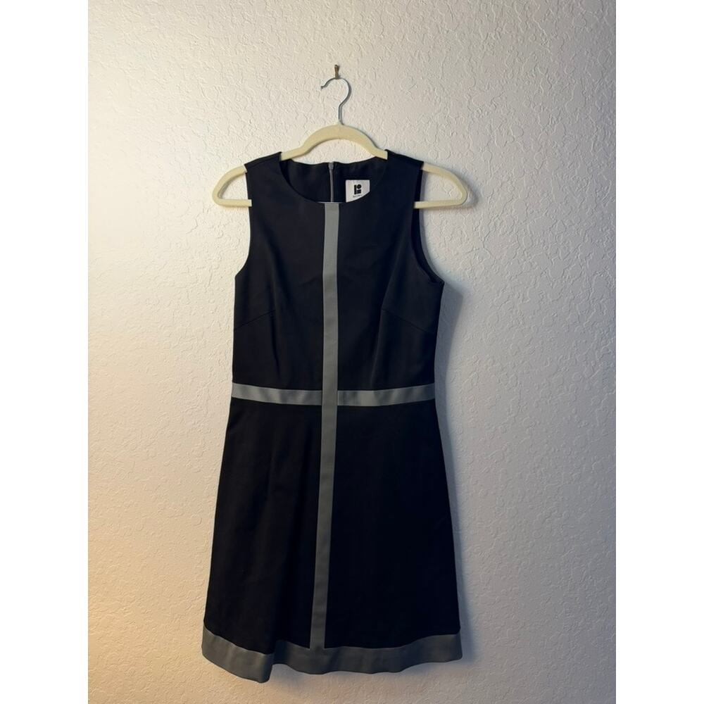 Lisa Perry Black & Gray Wool Blend Shift Dress Silk Lined Women’s Small